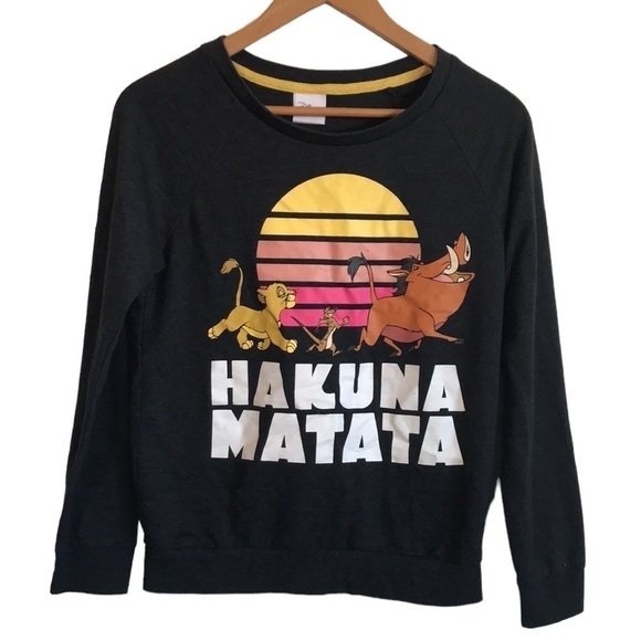 DISNEY Hakuna Matata graphic sweatshirt Timon Pumbaa Simba size Small womens - Picture 1 of 10